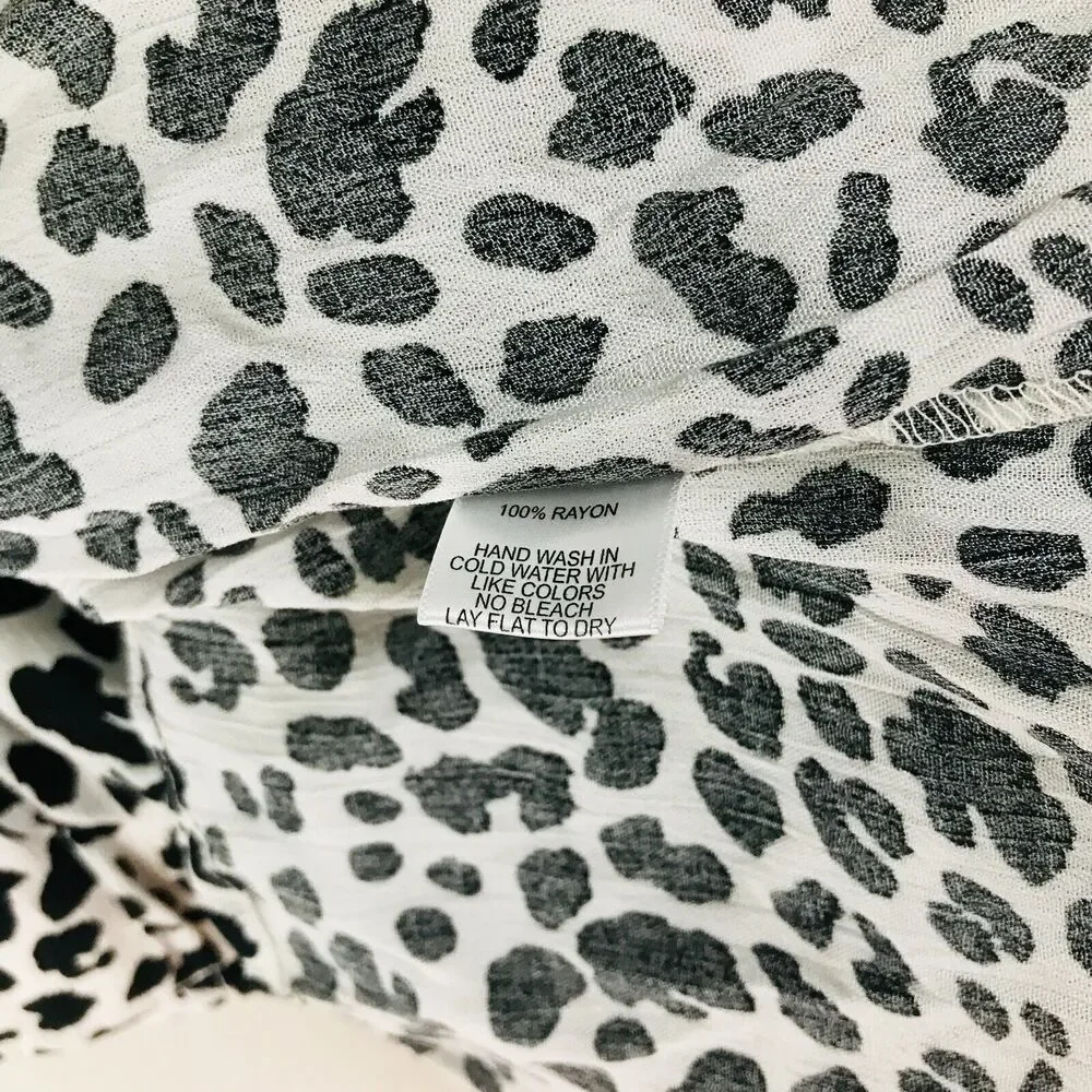 Gibson Women's 2X Skirt White Black Leopard Print Tie Waist Midi A-Line NWT CN11